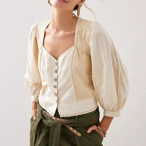 Let Me Be Puff-Sleeved Sweetheart Blouse XS